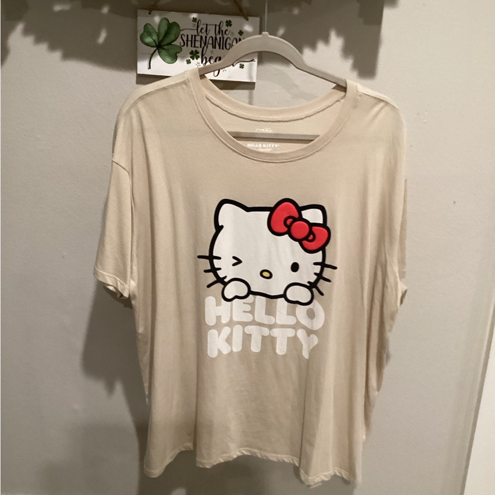 EUC - Worn Once - Hello Kitty Beige T-Shirt with Red Bow - Sz XXL!!!